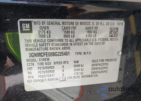 2011 Chevrolet Avalanche 1500 Lt1 z USA, uszkodzony, nr VIN 3GNMCFE08BG226491